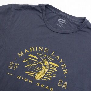 Marine Layer Graphic T-Shirt Mens Small Blue High Seas Surf Supima Modal Tee